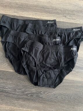 (9) New Molassu Black Cotton Briefs - 4 Pack